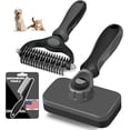 thumbnail image 1 of 3PCS Self Cleaning Slicker Brush & Pet Grooming Rake & Flea Comb for Dogs,Cats and Horses | Double-Sided Dematting Comb & Skin Friendly Deshedding Grooming Tool | Premium Pet Supplies（Gray), 1 of 14