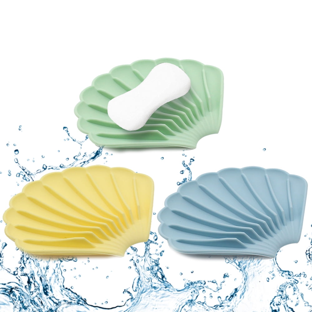 EOYCPM 3pcs Self Draining Soap Holder, Premium Silicone Soap Dish, Soap Saver for Shower, Bathroom, Kitchen, Bath Tub, Sponges,Keep Soap Bars Dry Easy