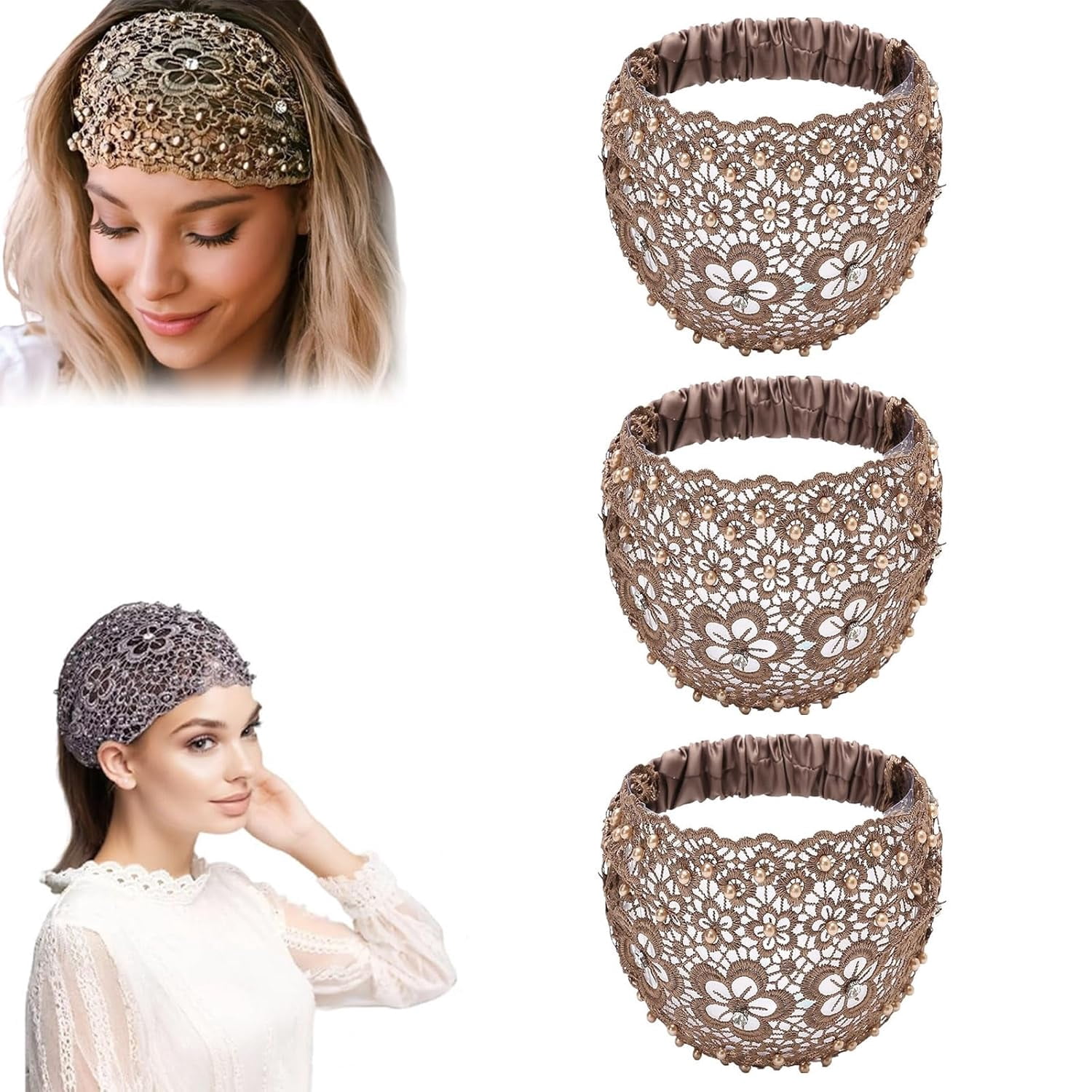 3PCS Set Boho-Chic Crystal & Pearl Embellished Wide  display picture 2
