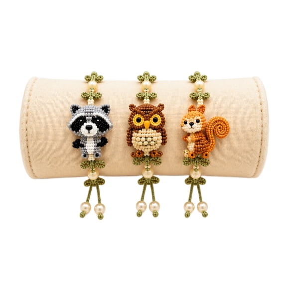 3PCS/Set DIY Forest Friends Beaded Bracelet Making Kit, 3 Assorted Animal Design Beaded Bracelet Kits, Handmade Bracelet Craft Set for Adults DIY Creation Birthday Gift (C)
