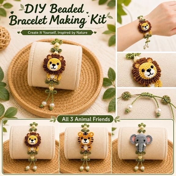 3PCS/Set DIY Forest Friends Beaded Bracelet Making Kit, 3 Styles Animal Design Bead Bracelet Set, Beginner Friendly Handcraft Bracelet Kit for Adult DIY Enthusiasts Gift (A)