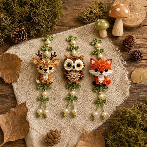 3PCS/Set DIY Forest Friends Beaded Bracelet Making Kit, 3 Types Animal Shaped Bead Bracelet Making Set, Handcraft Bracelet Kit for Friend Gathering Activity Birthday Gift (B)