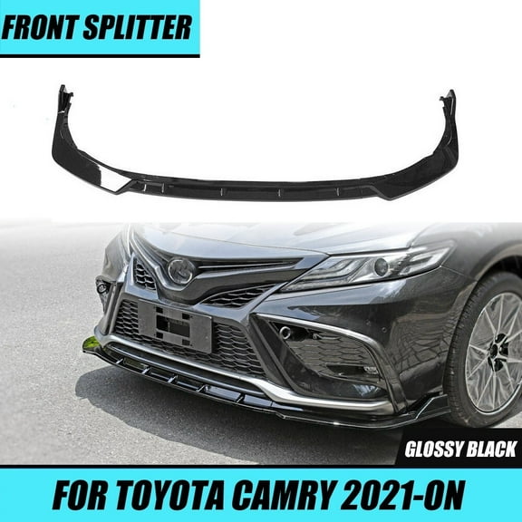 3PCS Set Front Bumper Lip Compatible with Toyota Camry SE XSE 2021-2023 Sport Models, Front Spoiler Air Dam Chin Front Splitter Lower Protector Front Lip Body Kit, Glossy Black