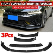 3PCS Set Front Bumper Lip For For KIA K5 GT, GT-Line, EX, LX All Models 2020-2024 Bumper Front Spoiler Air Dam Chin Front Splitter Lip Lower Protector Carbon Fiber Style