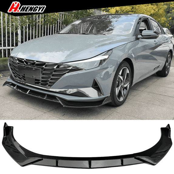3PCS Set Front Bumper Lip for 2021-2023 Hyundai Elantra 4 Door, Front Spoiler Diffuser Front Splitter Lip, Gloss Black