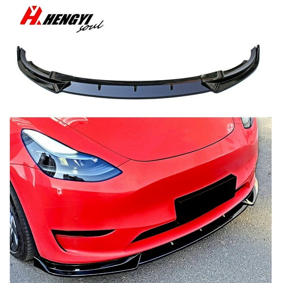 3PCS Set Front Bumper Lip for Tesla Model Y 2020-2023, Front Spoiler Diffuser Front Splitter Lip, Gloss Black