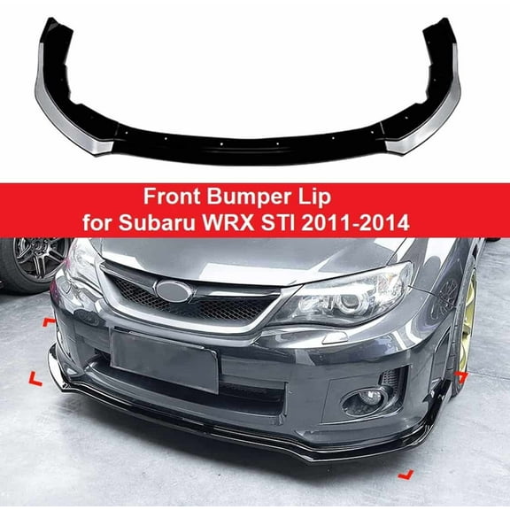 3PCS/Set Front Bumper Splitter Lip for Subaru WRX STI 2011-2014, Chin Spoiler Diffuser Lip, Gloss Black