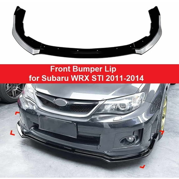 3PCS/Set Front Bumper Splitter Lip for Subaru WRX STI 2011-2014, Chin Spoiler Diffuser Lip, Gloss Black