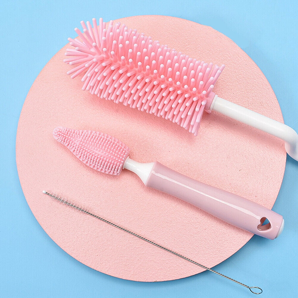 Waterdrop Glass Straws - Light Pink Clear - Cleaning Brush Included