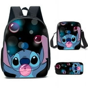 FULEADTURE 3PCS/Set Stitch Casual Polyester Backpack for Teenagers