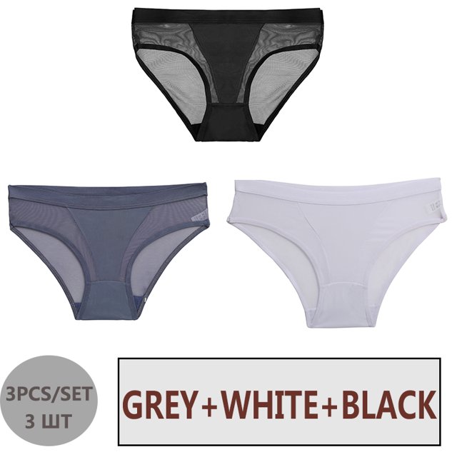 3PCS/Set Women Panties Sexy Mesh Lingerie Breathable Female Underwear