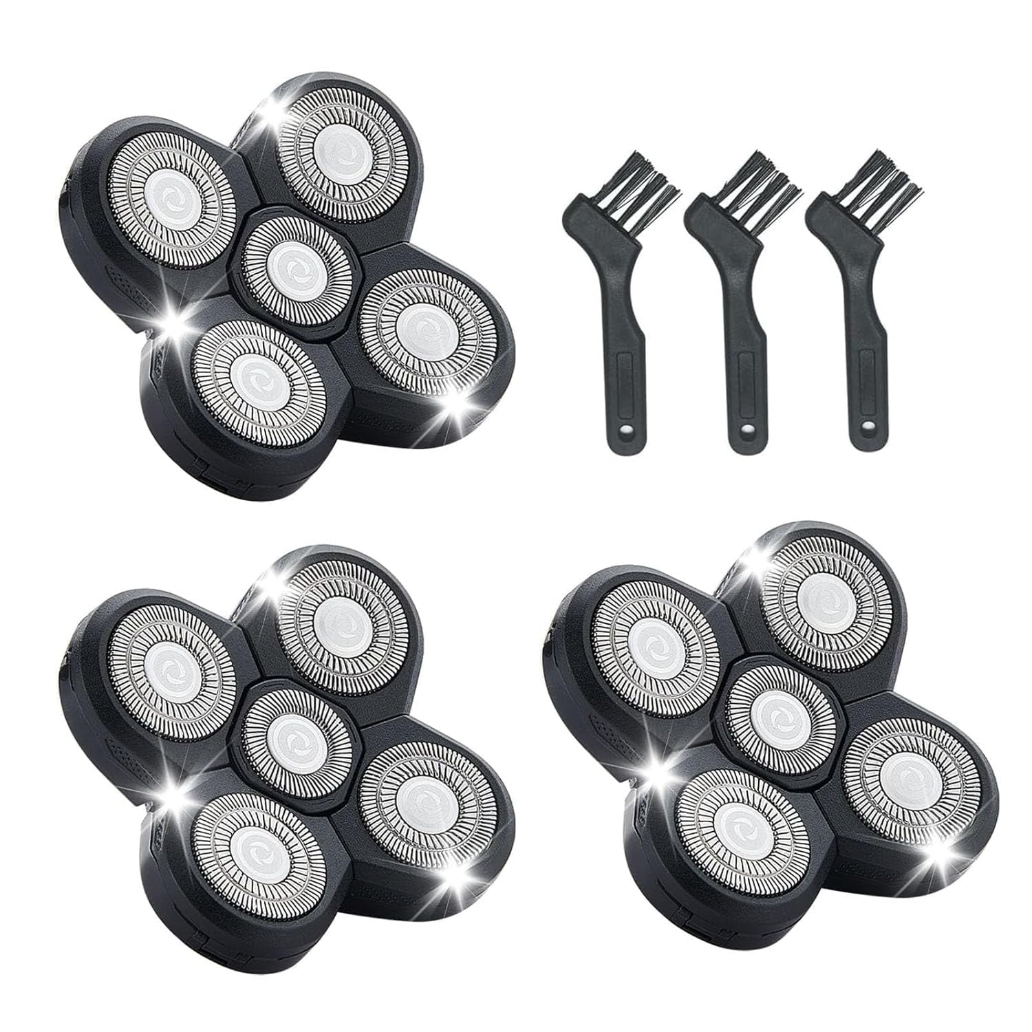 BESTBOMG 3PCS Shaver Replacement Blades, 5 Head Electric Razor for Bald ...