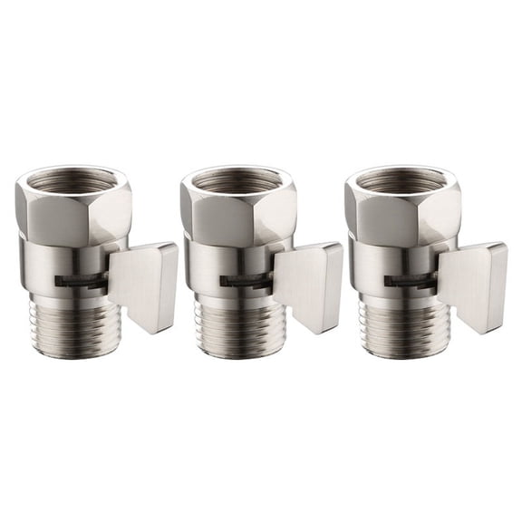 3PCS Shower Head Flow Control Valve, Straight-Way Valve 4 Points G1/2 Switch Valve, Switch Shower Stop Valve