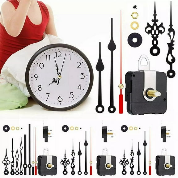 3PCS Silent DIY Clock Movement Mechanism Hands Kit Wall Clock Movement Repair Tool Parts Kit Long Shaft Mechanism,3 x Clock Movement 18 x Hands 3Set x Accessory Parts