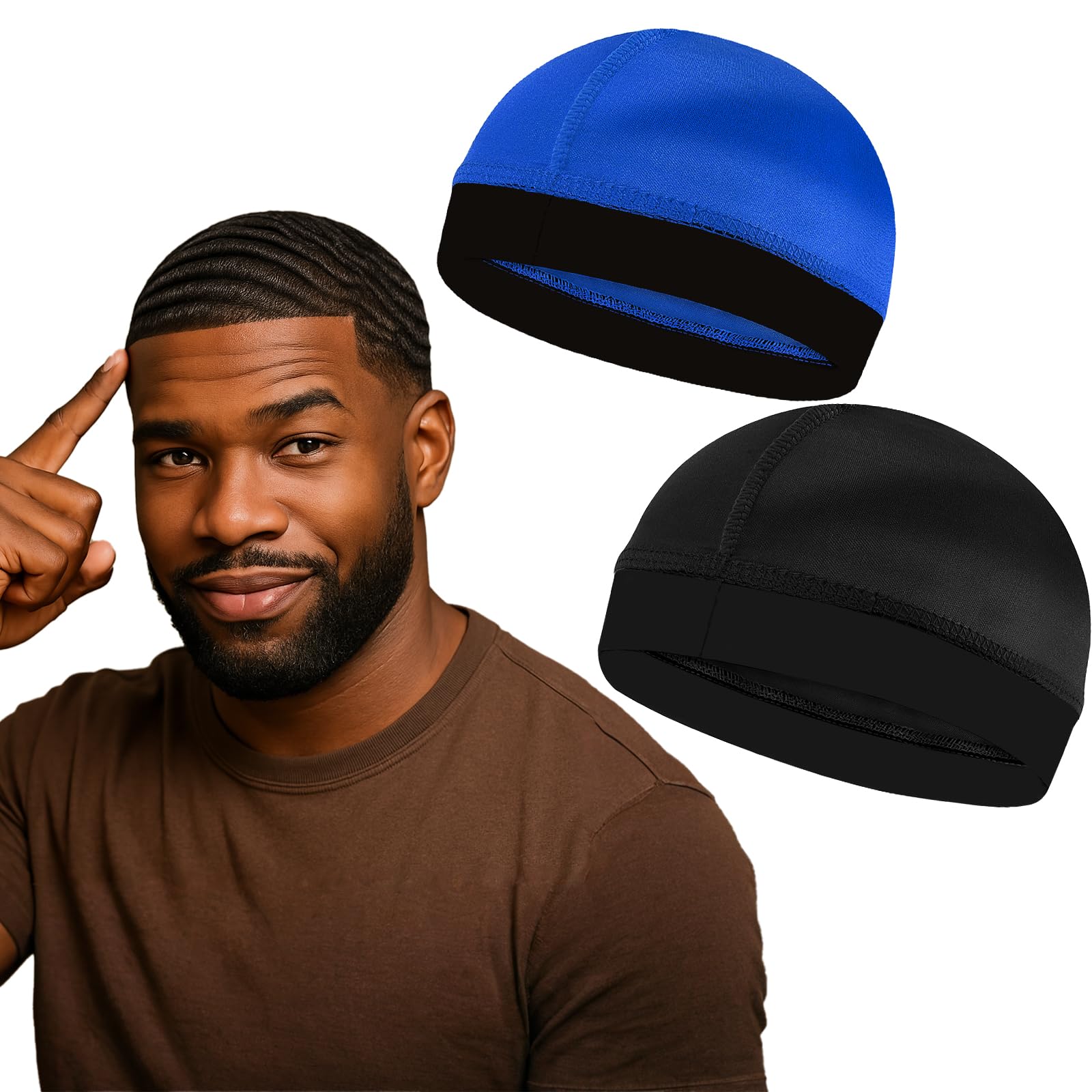 3PCS Silky Durag Pack for Men Waves, Satin Doo Rag for 360 540 725 ...