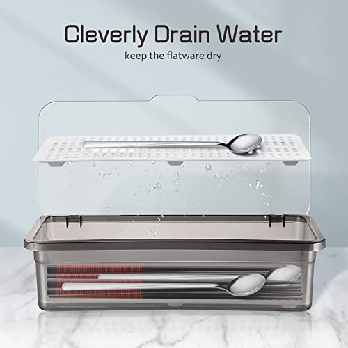 3PCS Silverware Storage Boxes Flatware Drawer Organizer with Lid