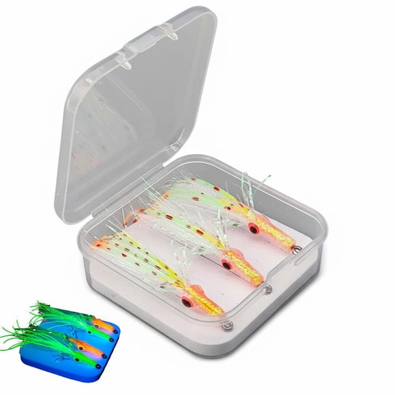 3PCS Simulation Squid Fishing Lures Bait Kit, 3D Luminescent Eyes, Built-in -Sharp Size 4 Barbed Hook, Squid Bionic Bait for Saltwater Fishing