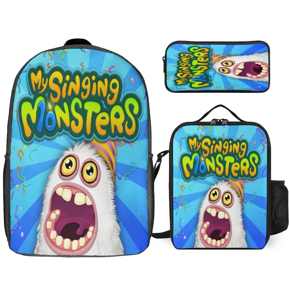3PCS Singing Monste Backpack Set with Lunch Box - Large Capacity Bag ...