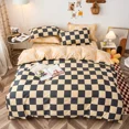 thumbnail image 1 of 3PCS Single-sided Printed Bedding Set Comforter Black And White Plaid Grid Duvet Bedding Cover Pil, 1 of 5