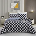 thumbnail image 1 of 3PCS Single-sided Printed Bedding Set Comforter Black And White Plaid Grid Duvet Bedding Cover Pil, 1 of 5