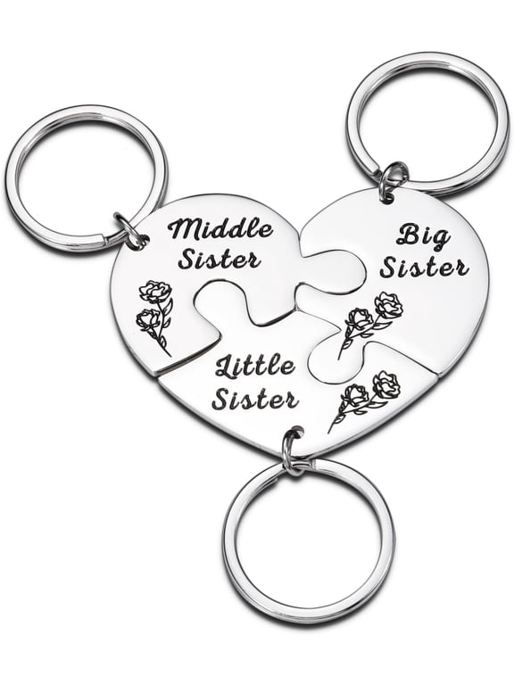 3PCS Sister Keychain Sister Gifts from Sister Birthday Gifts from Sister in Law Wedding Big Sister Gifts for Girls Little Sister Big Sister Matching Keychain Sibling Mothers Day Christmas