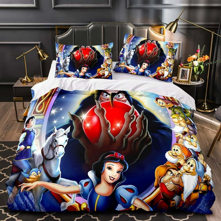 3PCS Snow White Duvet Cover Bedding Sets Fairy Tales Comforter Cover Classic Cartoon Princess Patterns Bedding Sets Skin friendly Soft Quilt Cover Awesome Gift for Snow White Fans No Comforter Walmart...