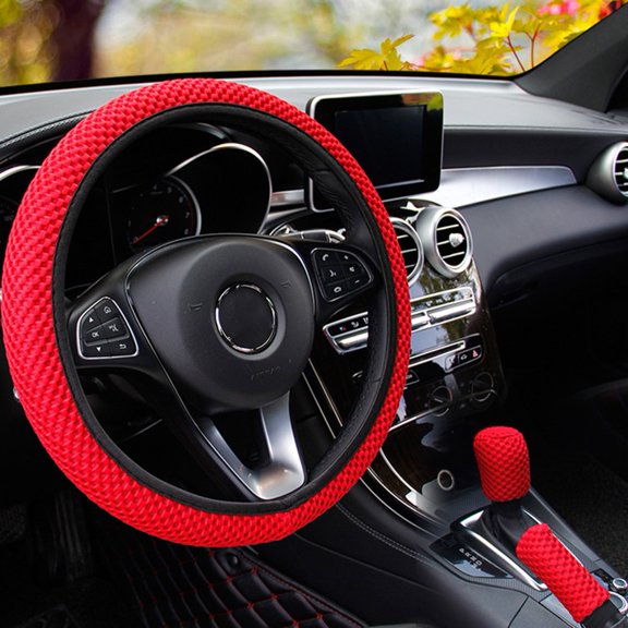 3PCS Soft Mesh Steering Wheel Cover Set for Standard Size Wheels