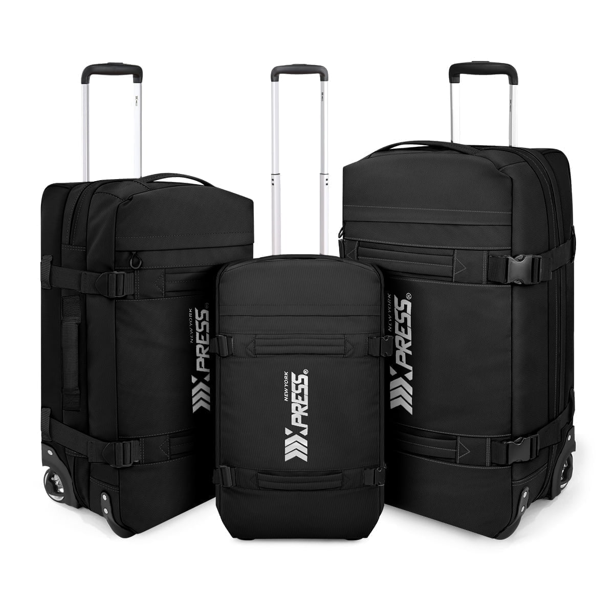 3 Piece Softside Luggage Set, Heavy-Duty Water-Resistant Softshell Suitcase with Wheels, 20"/26"/30" Lightweight Rolling Luggage Bag, Black,TA510