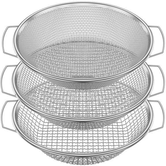 3PCS Soil Sifter for Gardening Rock Sifter for 5 Gallon Bucket Compost Sieve for Gravel Sawdust Vermicompost 0.12/0.24/0.39 inch Soil Sieve with Handle