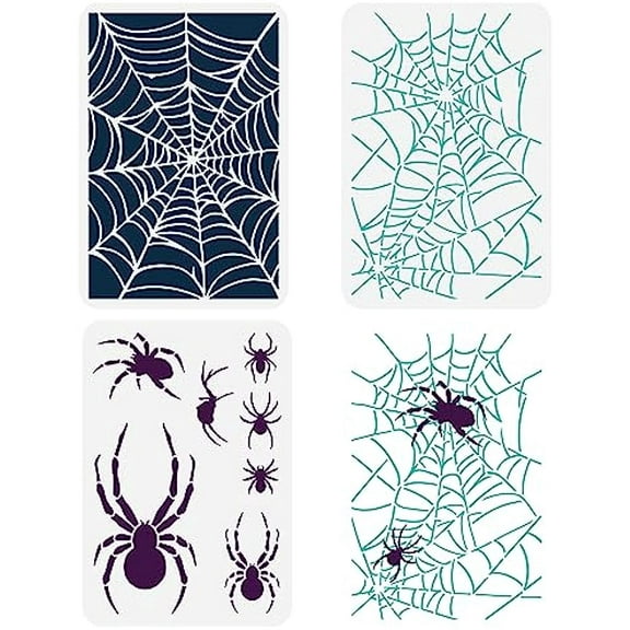 3PCS Spider Web Painting Stencil 8.3x11.7inch Reusable Halloween Spider Stencil Spider Web Drawing Template Halloween Themed Stencil for DIY Holiday Party Home Decoration