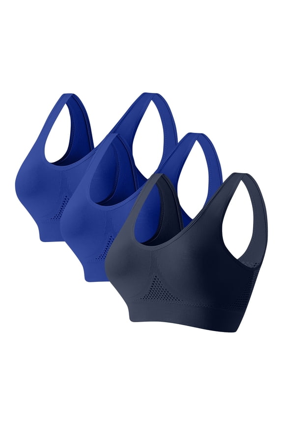 3PCS Sports Bra for Women, Criss-Cross Back Padded Strappy Sports Bras Medium Support Yoga Bra with Removable Cups