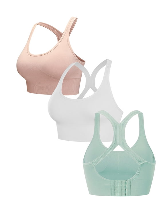 3PCS Sports Bras for Women - High Impact Support Adjustable Straps Racerback with Padding Workout Bras Yoga Bra