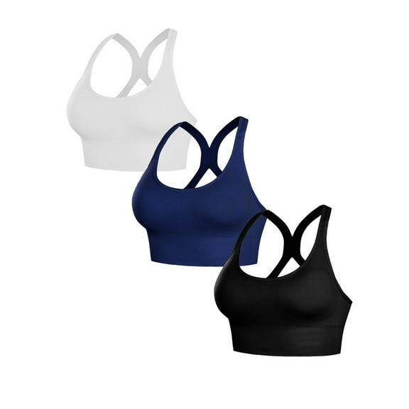 3PCS Sports Bras for Women - High Impact Support Adjustable Straps Racerback with Padding Workout Bras Yoga Bra