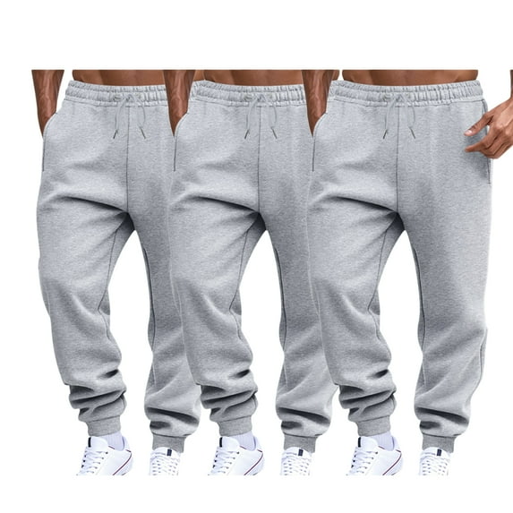 3PCS Sports Mens Sweatpants Breathable Exercise Draw Rope Waist Active ...
