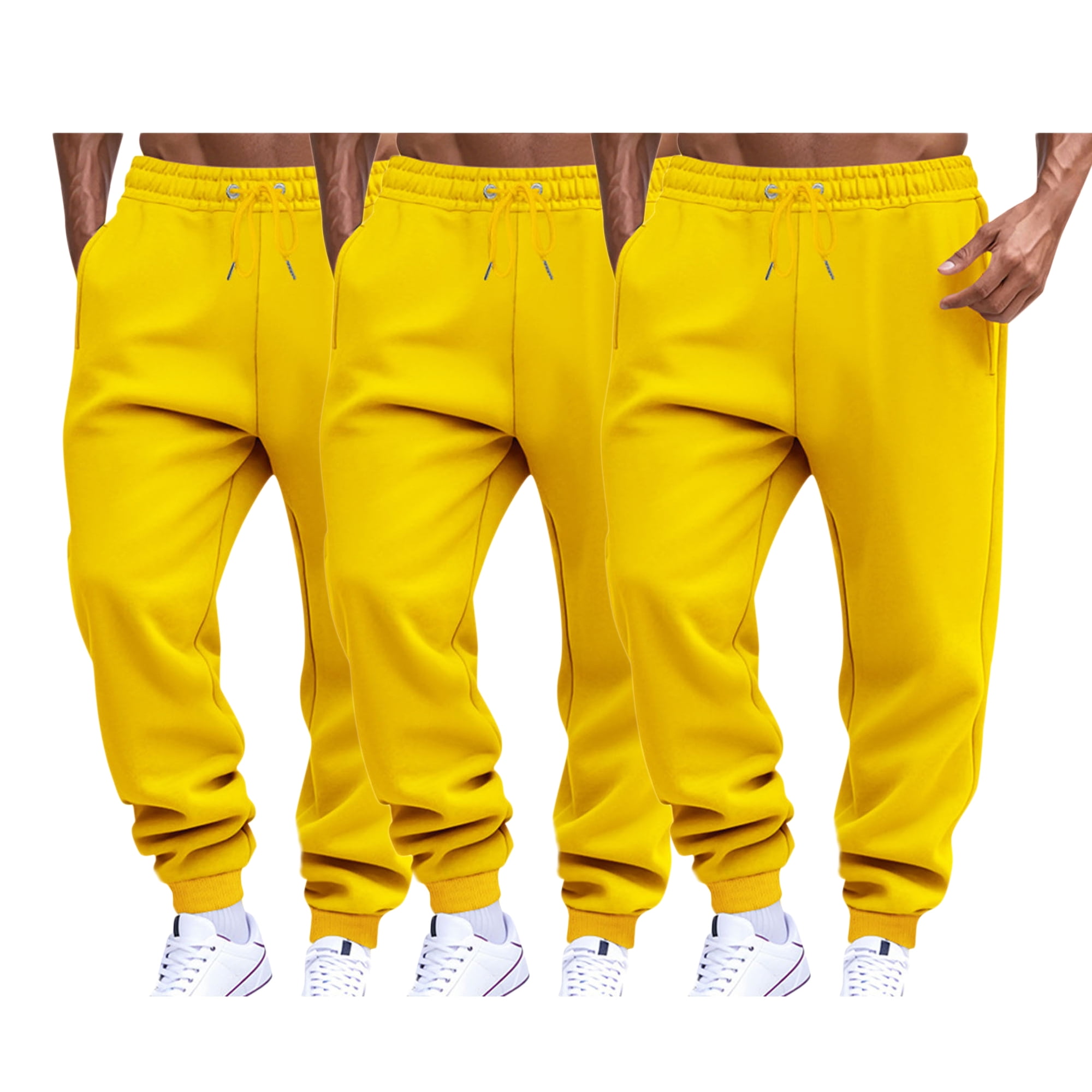 3PCS Sports Mens Sweatpants Breathable Exercise Draw Rope Waist Active ...