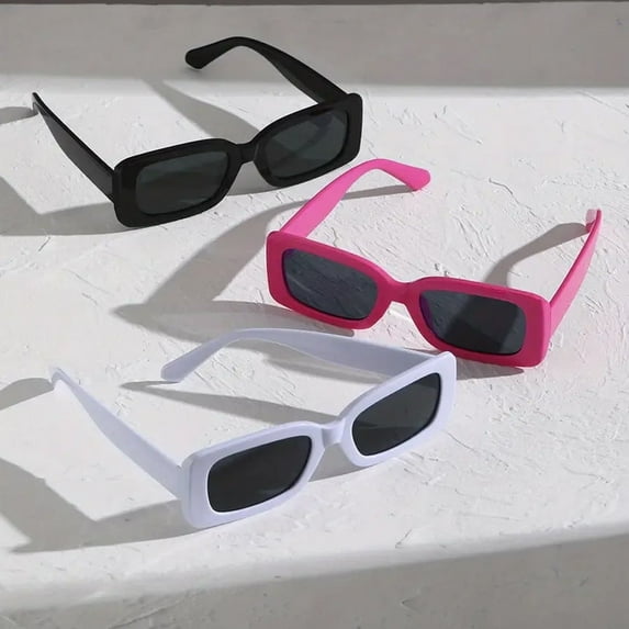 3PCS Square fashion Women Sunglasses Y2K Hip Hop Vacation Beach Party Decoration Glasses Men (C4)
