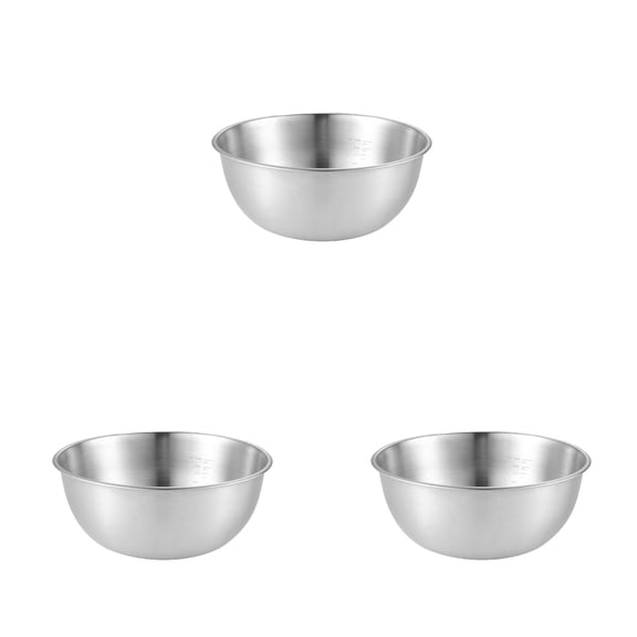 3PCS Stainless Steel Bowls Metal Lightweight Unbreakable Dinner Bowls Set Non-Toxin Dishwasher Safe and Healthy(6.7in)