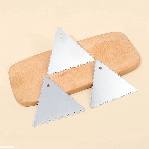 3PCS Stainless Steel Cake Scraper Set Dough Scraper Baking Tools Icing Comb Pastry Cutter for Cake Decorating Baking Supplies