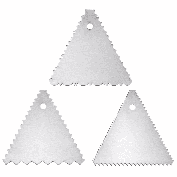 3PCS Stainless Steel Cake Scraper Set Dough Scraper Baking Tools Icing Comb Pastry Cutter for Cake Decorating Baking Supplies