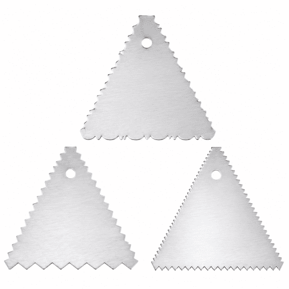 3PCS Stainless Steel Cake Scraper Set Dough Scraper Baking Tools Icing Comb Pastry Cutter for Cake Decorating Baking Supplies