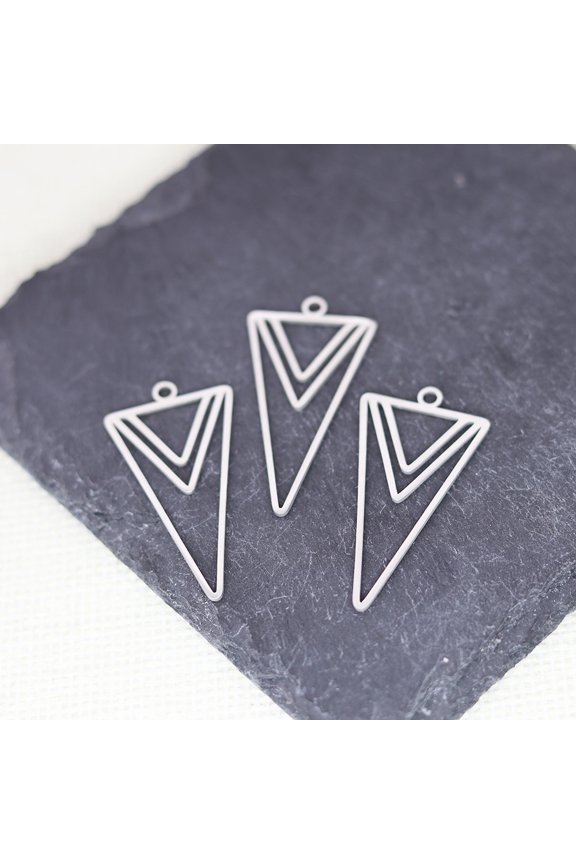 3PCS Stainless Steel Hollow Geometric Triangle Earring Accessories Charms DIY Craft Handmade Pendant For Jewelry Making