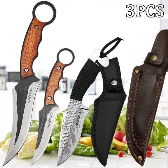 3PCS Stainless Steel Kitchen Knife Set Includes Sharp Edc Knife Sashimi Fish Knife Beef Knife Multipurpose Utility Knife for Kitchen Cooking Camping Outdoor Home Cooking Gifts for Men