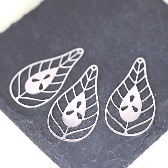 3PCS Stainless Steel Metal Leaf Charms Flower Branch Vintage Ornament Handmade Diy Jewelry Accessories Leaves Pendants