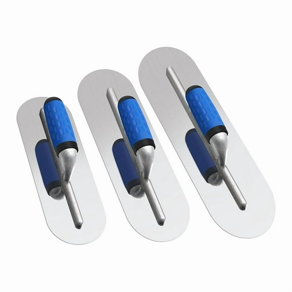 3PCS Stainless Steel Pool Trowel Set (16inch/14inch/12inch) Flat Concrete Finishing Trowel Tools