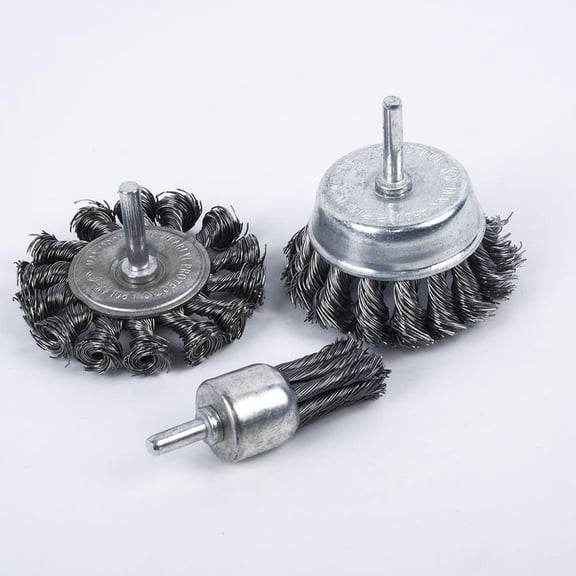 3PCS Steel Rotary Joint Knot Flat Wire Wheel Cup Brush Disk Rust Removal Polishing For Drill Angle Grinder Gadget Rotary Tool