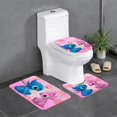 3PCS Stitch Bath Mat Rug Set,Includes UShaped Contour Mat Toilet Seat