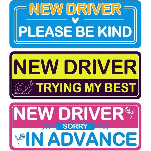 3PCS Student Driver Magnet for Car - Removable Student Driver Magnet, Novice Driver Safety Signs, Reusable Reflective Bumper Sticker for New Drivers, Teen & Learner Permit Accessories