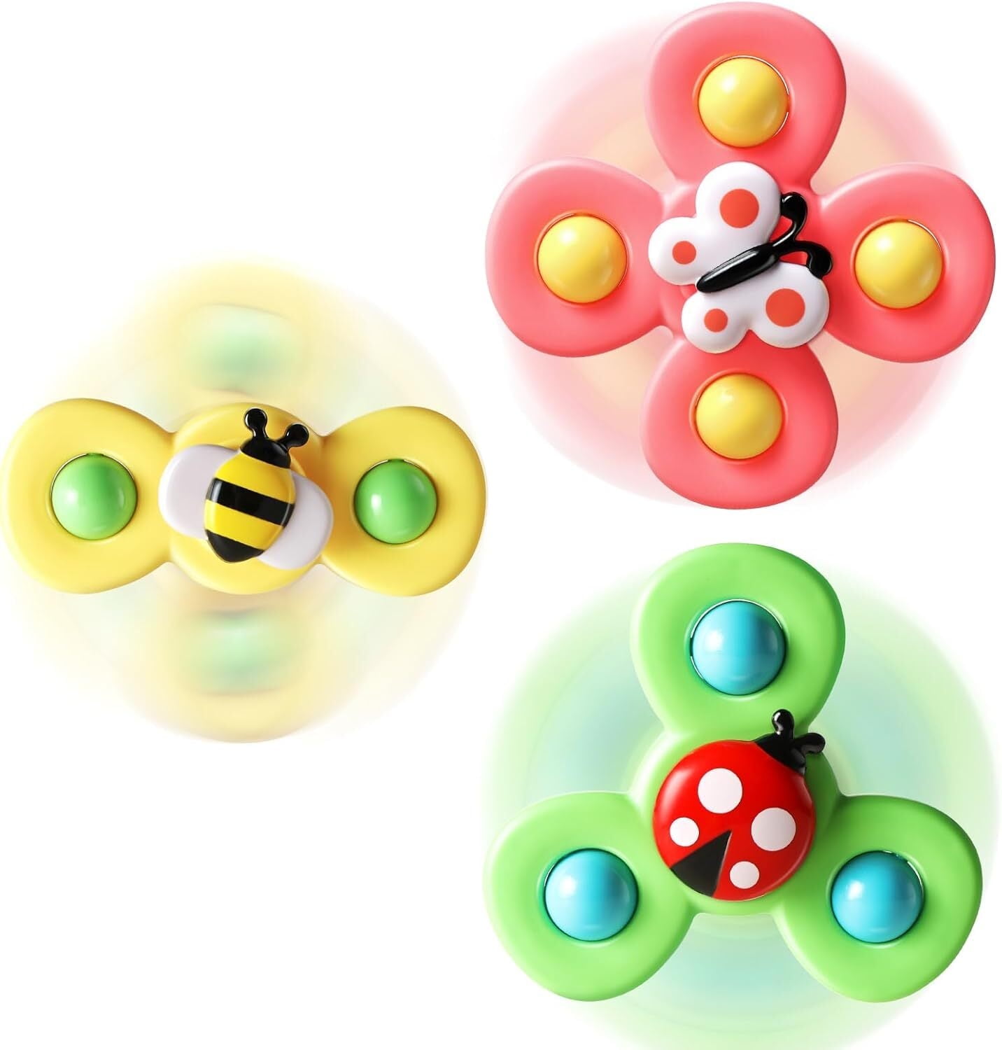Lieberwell 3PCS Suction Cup Spinner Toys Spinning Top Baby Toys for Toddlers