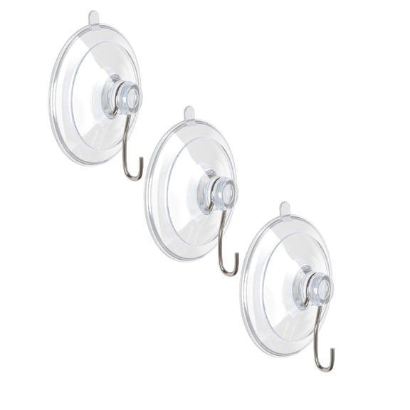 3PCS Suction Cup Stainless Hooks Max Load 10Lb, 1.77Inch Suction Cup Hook for Glass Window, Reusable, Suitable for Glass, Windows, Bathrooms, Kitchens, Tiles, Shower Cubicles