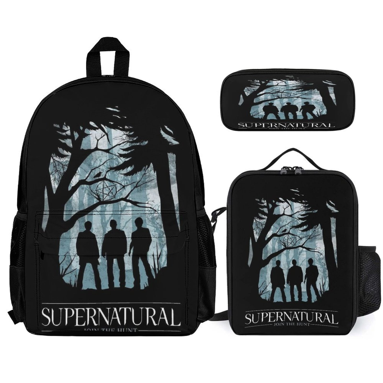 Superbad Rucksack 3PCS Supernatural Backpack Set with Lunch Box and Pencil Case 3D ...
